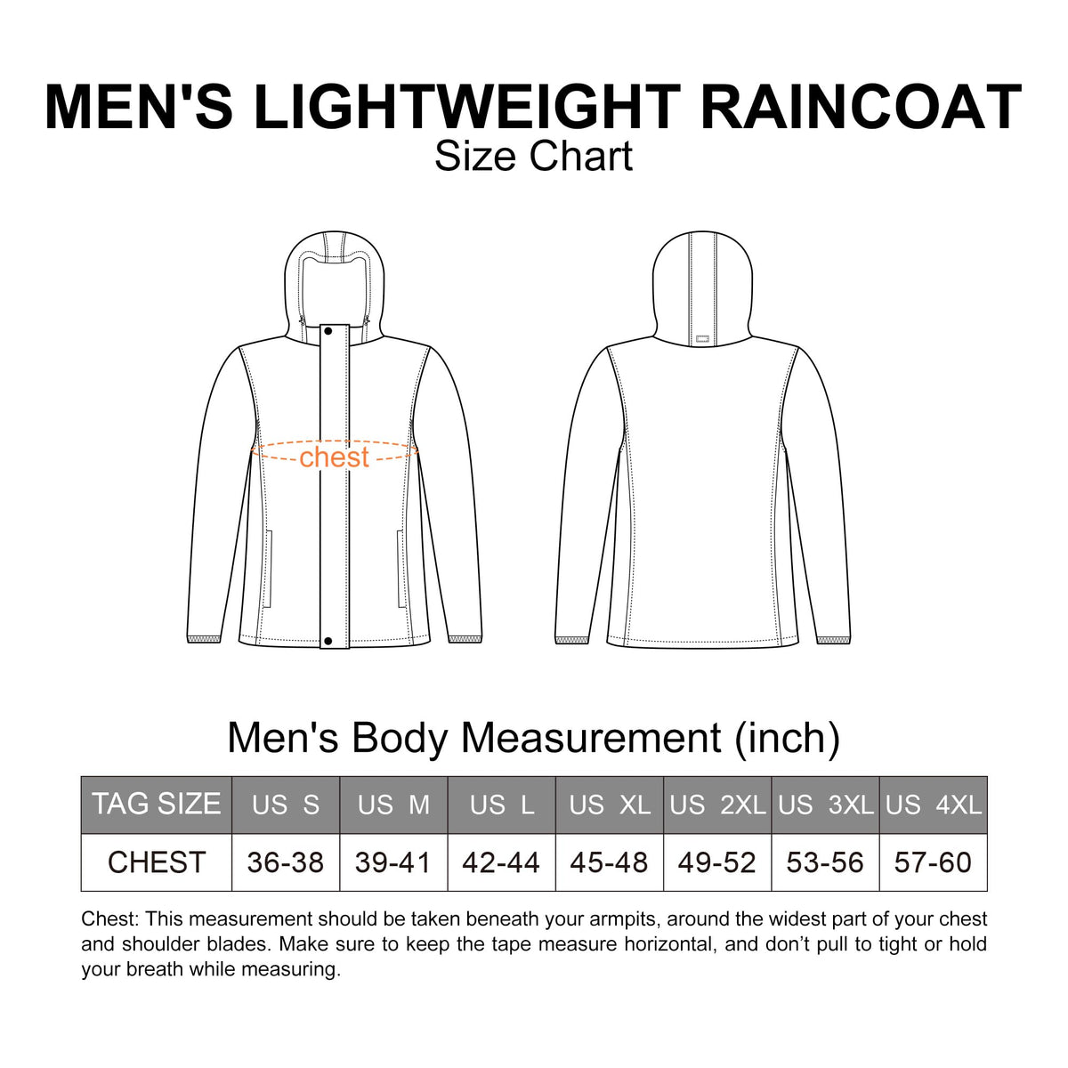 Men's Rain Jacket Waterproof Lightweight Packable Rain Shell Raincoat with Hood for Golf Hiking Travel - Foeran