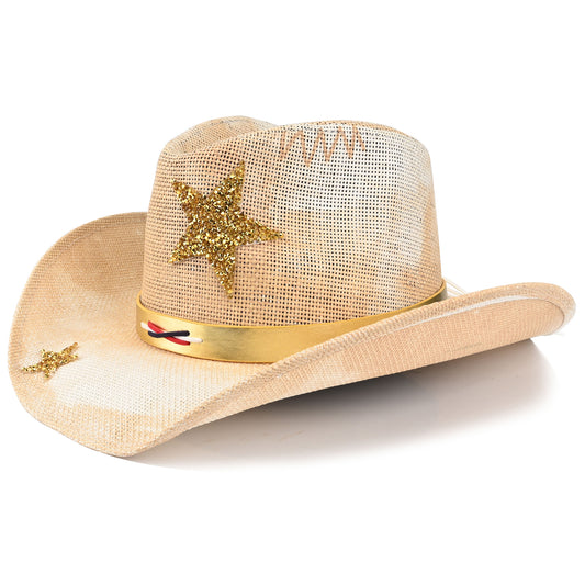 Sparkle Star | Men's & Women's Cowboy Hat Western Cowgirl Hat Straw Sun Hst - Foeran