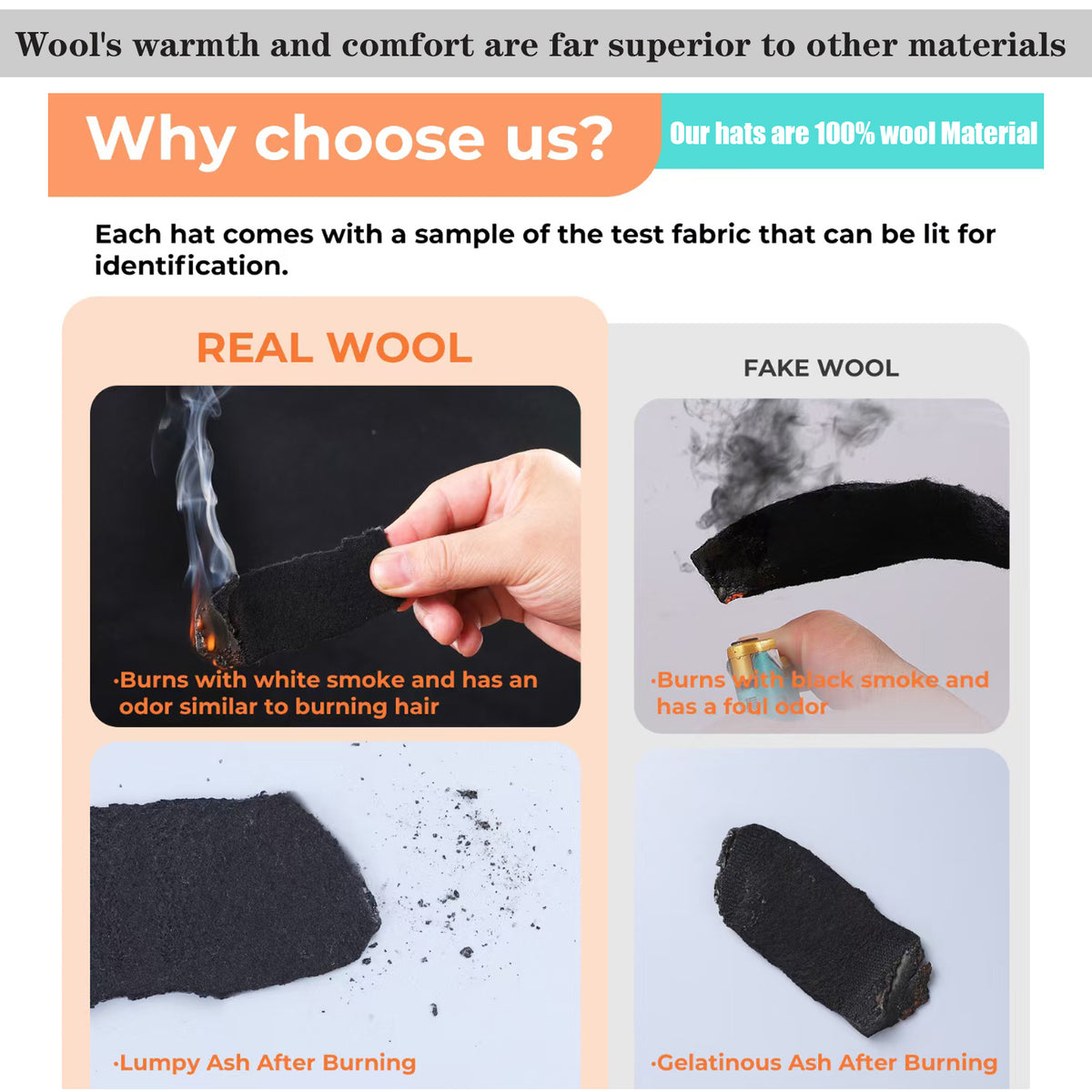 100% Wool - Felt Cowboy Hat for Men Women Classic Western Cowgirl Hat Country Hat with Two Decorative Bands | Black - Foeran