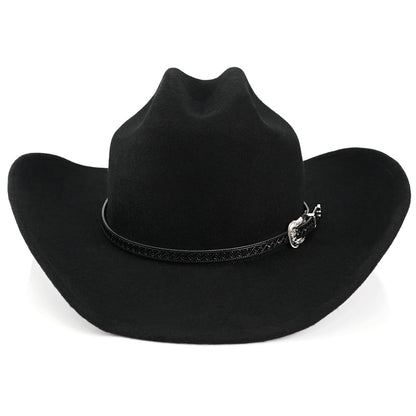 100% Wool - Felt Cowboy Hat for Men Women Classic Western Cowgirl Hat Country Hat with Two Decorative Bands | Black - Foeran