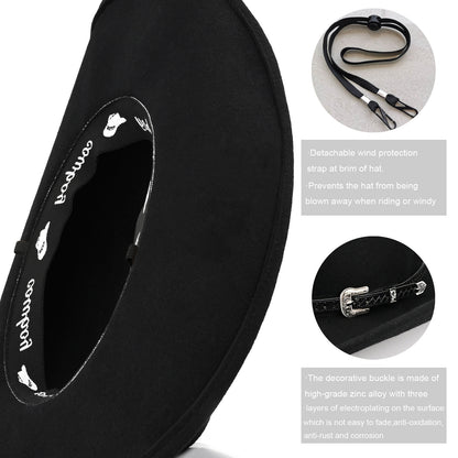 100% Wool - Felt Cowboy Hat for Men Women Classic Western Cowgirl Hat Country Hat with Two Decorative Bands | Black - Foeran