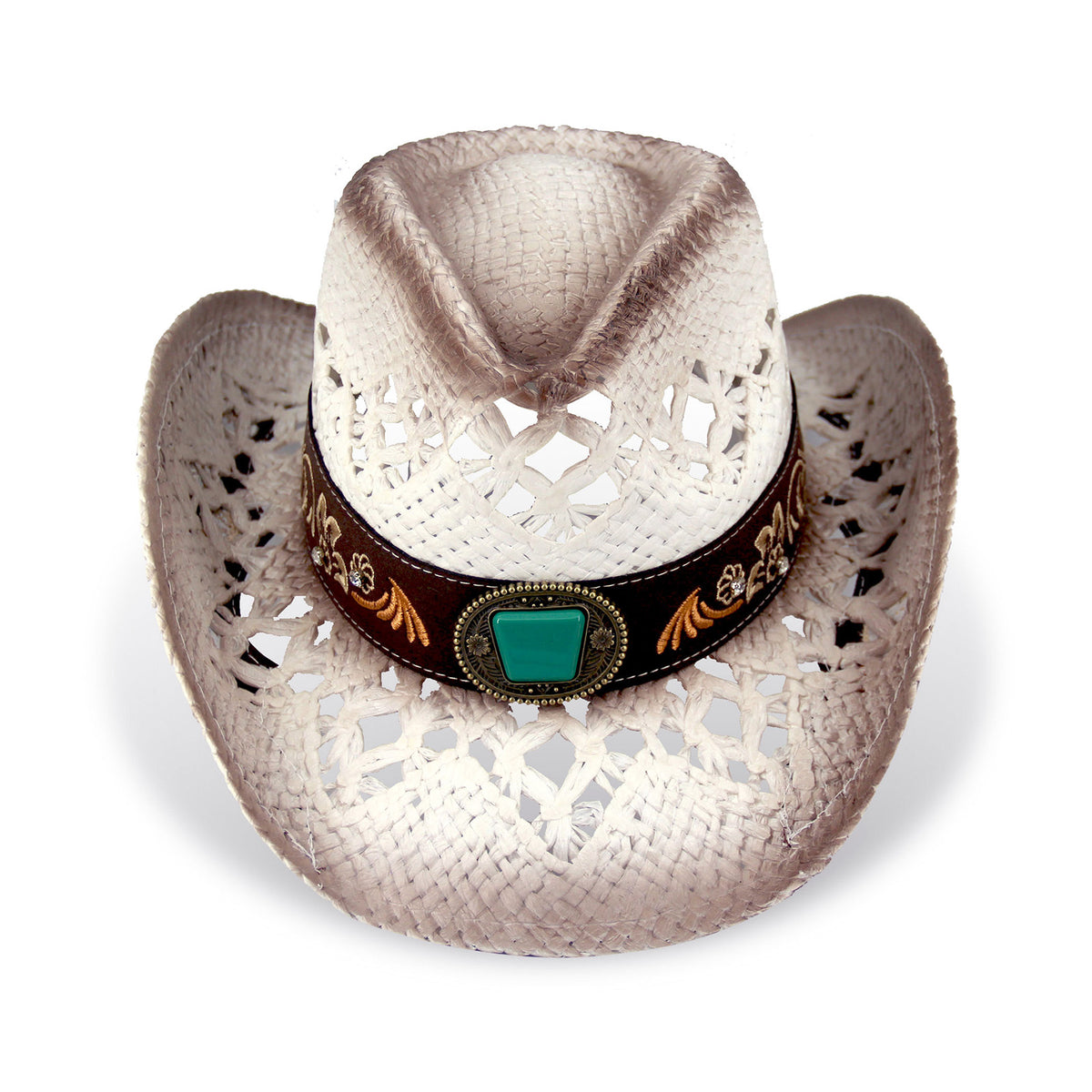 Men's & Women's Cowboy Hat Classic Cowgirl Hat With Embroidered Designs | White - Foeran