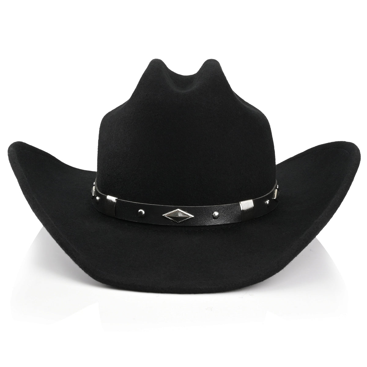 100% Wool - Men's Women's Felt Cowboy Hat Western Cowgirl Hat Country Hat with 2 Decorative Bands | Black - Foeran