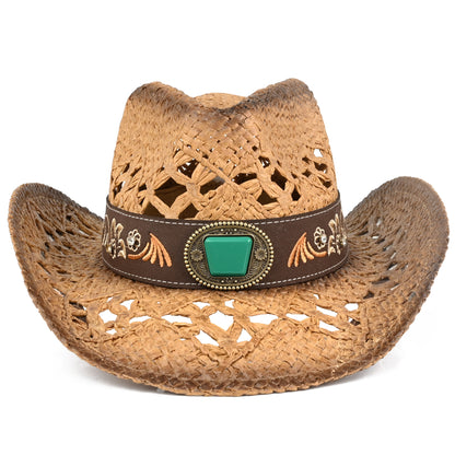 Men's & Women's Cowboy Hat Classic Cowgirl Hat With Embroidered Designs | Brown - Foeran