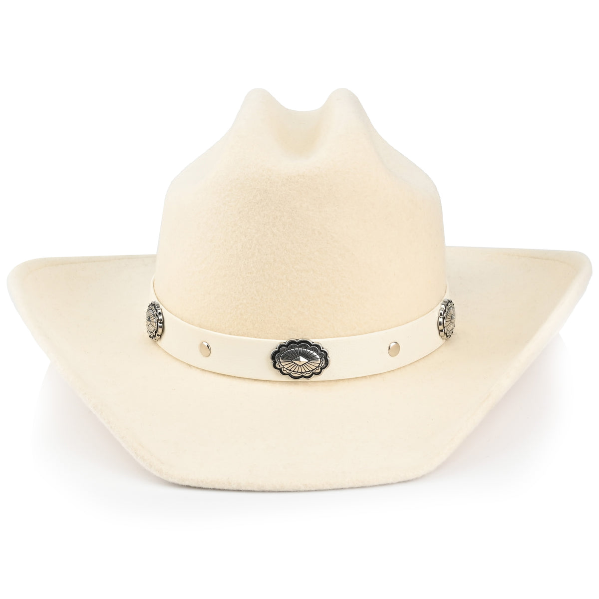 100% Wool - Men's Women's Felt Cowboy Hat Western Cowgirl Hat Country Hat with 2 Decorative Bands | White - Foeran