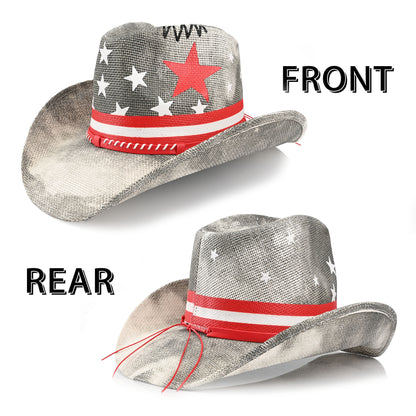 Vintage Stars | Men's & Women's Cowboy Hat Western Cowgirl Hat Straw Sun Hat - Foeran