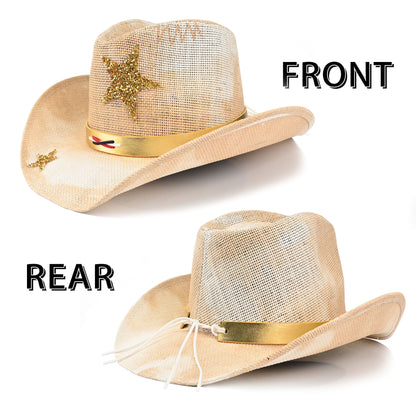 Sparkle Star | Men's & Women's Cowboy Hat Western Cowgirl Hat Straw Sun Hst - Foeran