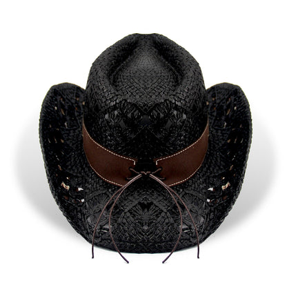 Men's & Women's Cowboy Hat Classic Cowgirl Hat With Embroidered Designs | Black - Foeran