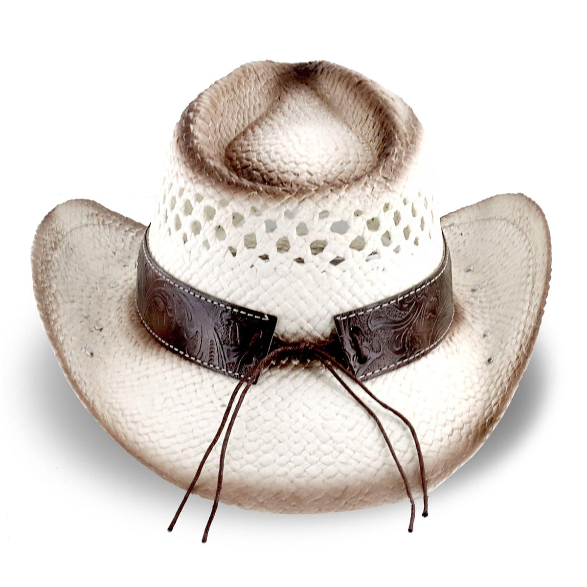 Retro-Minimalist | Cowboy & Cowgirl Hat | Men's Women's Straw Sun Hat | White - Foeran