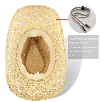 Devil's Eyes | Western Cowgirl Cowboy Hat For Women Men Ladies Sun Hat - 2 Removable Bands | Beige - Foeran