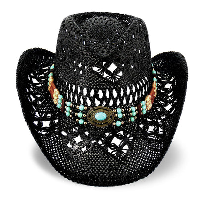 Classic Cowboy Hat For Men & Women Western Cowgirl Hat For Party Travel Beach | Black - Foeran