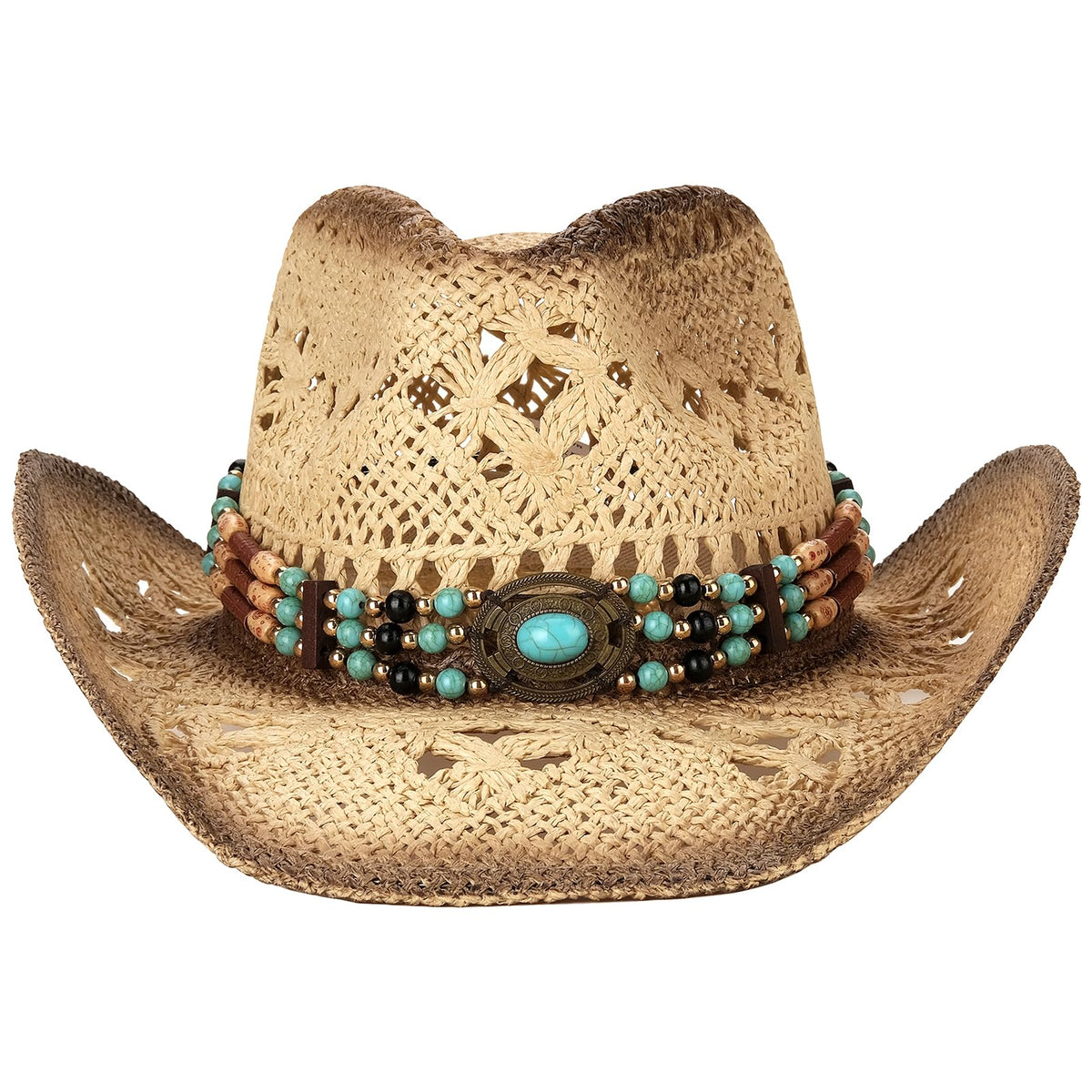Classic Cowboy Hat For Men & Women Western Cowgirl Hat For Party Travel Beach | Brown - Foeran