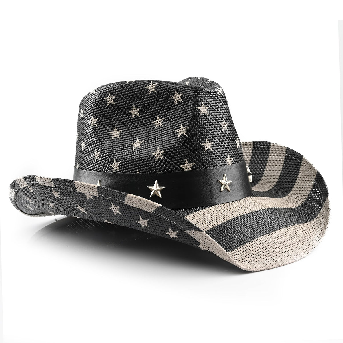 American Flag | Classic Men's & Women's Cowboy Hat Straw Cowgirl Hat | Vintage - Foeran
