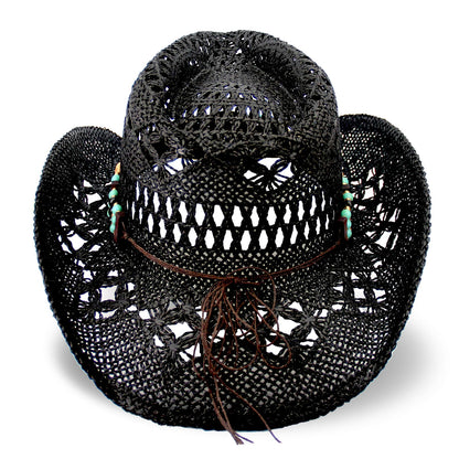 Classic Cowboy Hat For Men & Women Western Cowgirl Hat For Party Travel Beach | Black - Foeran