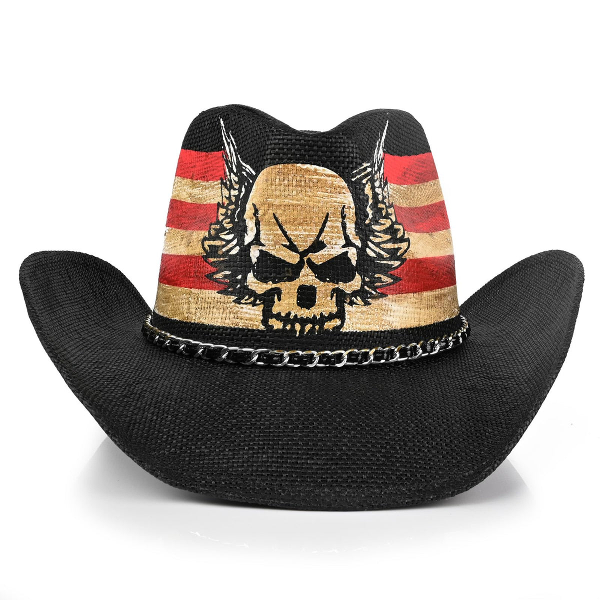 Rock Skull | Men's & Women's Cowboy Hat Straw Cowgirl Hat | Vintage - Foeran