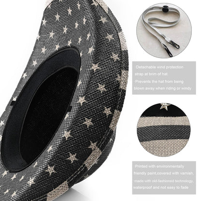 American Flag | Classic Men's & Women's Cowboy Hat Straw Cowgirl Hat | Vintage - Foeran
