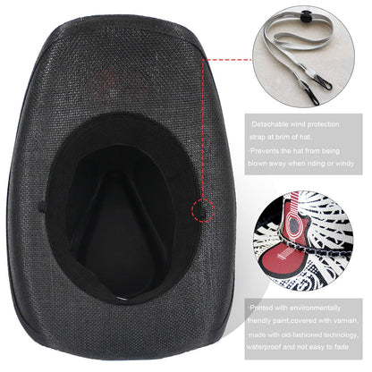 Rock Guitar | Special Men's & Women's Cowboy Hat Straw Cowgirl Hat | Black - Foeran